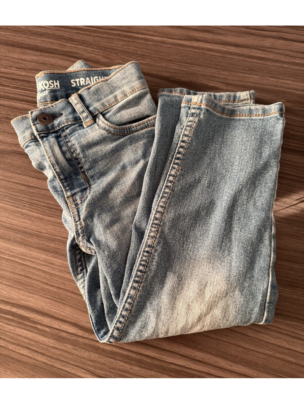 OshKosh B'gosh Boys Straight Fit Light Wash Blue Denim Jeans 4R/4A Pockets
